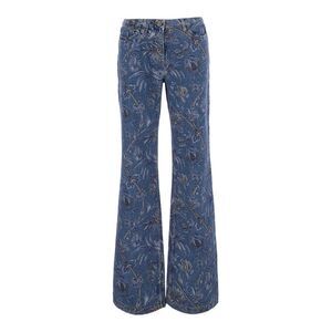Etro Women Multicolor Flared Jeans With All-Over Print In Denim For Women